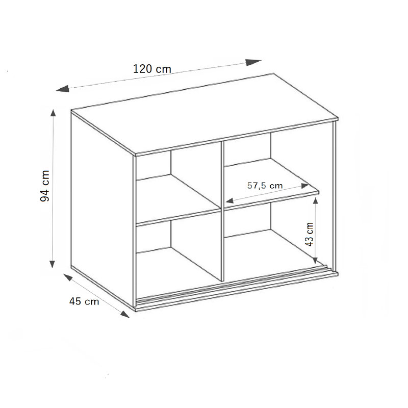 Djibril 2 - Door Standard Accent Cabinet, White, 94cm H x 120cm W x 45cm D