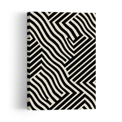 Zebra Maze Abstract Minimalist Zebra Wall Art Print by Treechild - Wrapped Canvas Print
