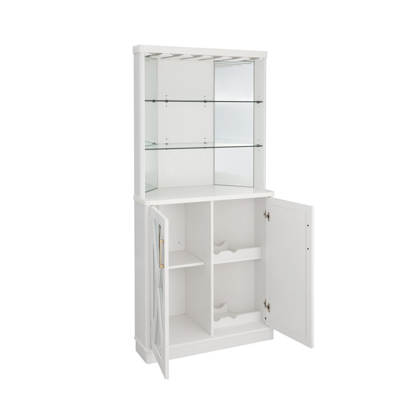 Bar d'angle avec panneaux en miroir, Blanc