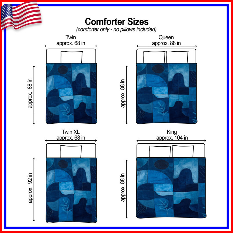 Blue Geometric Abstract Shapes Comforter, King