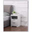 Table de chevet blanche en bois avec station de charge, 2 tiroirs et tablette ouverte pour plus de commodité moderne et de rangement-607557419