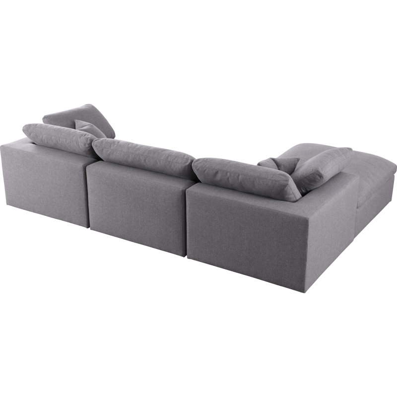 Canapé modulaire réversible de 119 po avec repose-pieds Burrows, Tissu gris texturé en lin
