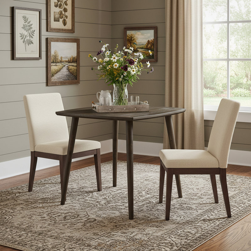 36" Brown Square Solid Wood And Metal Dining Table