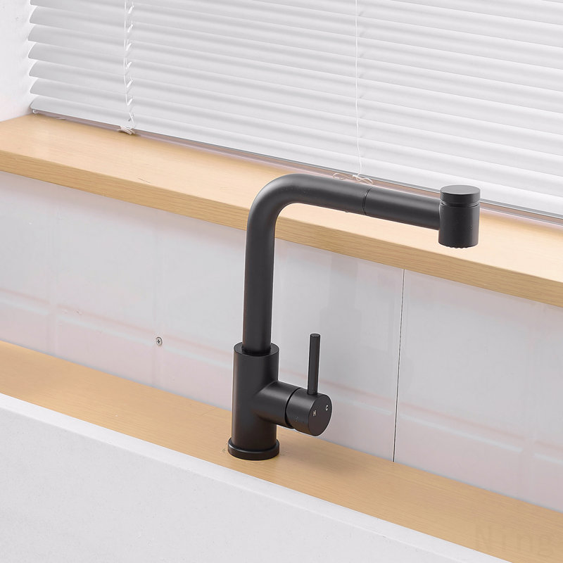 Robinet de cuisine et de salle de bain noir avec douchette extractible