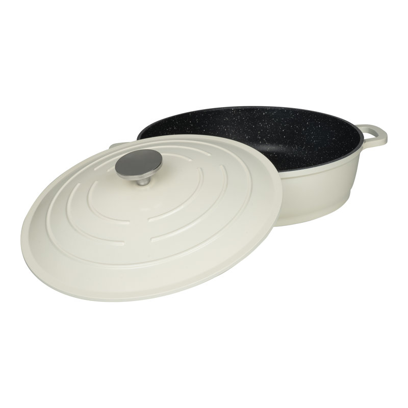Grunwerg Commichef Non-Stick Cast Aluminum Round Dutch Oven, 28cm, Cream, 5l