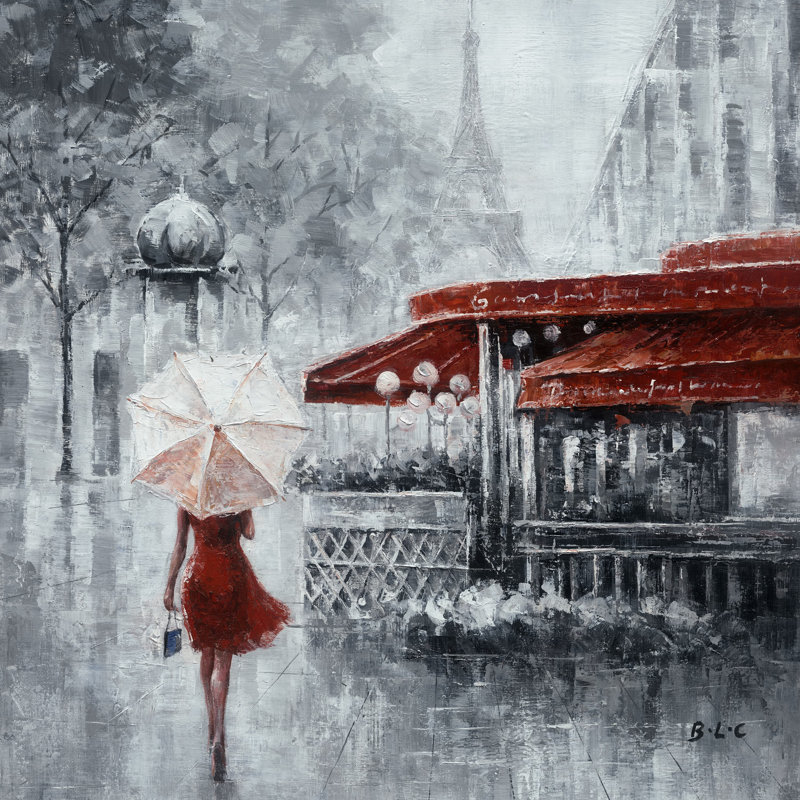 Maylene, Paris romantique, peinture sur toile, H 30 po x l 30 po x P 1,5 po