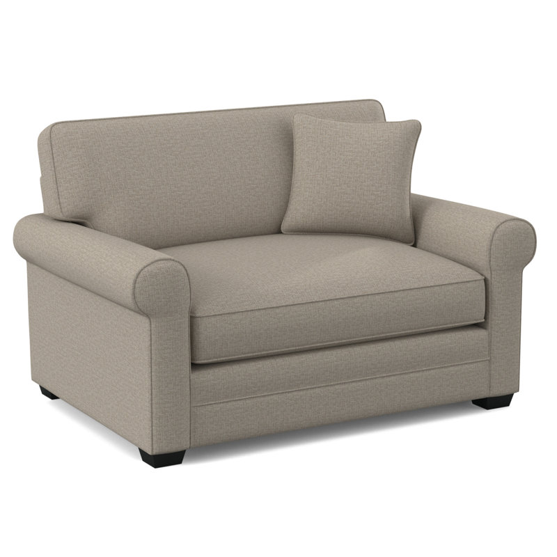 Bedford 57" Twin Sofa Bed, Beige Performance Fabric; 0851-73, Black Finish, 5" Innerspring Mattress