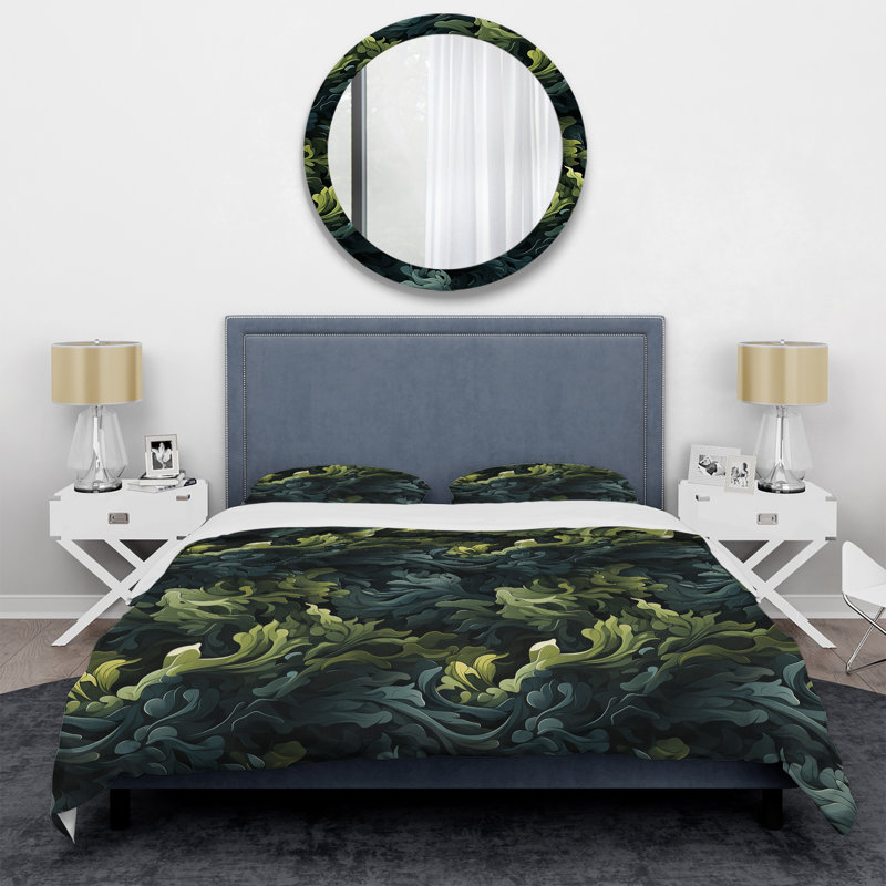 Enchanted Camo Illusion I - Ensemble de housse de couette à motif abstrait, Housse de couette pour grand lit et 2 taies décor
