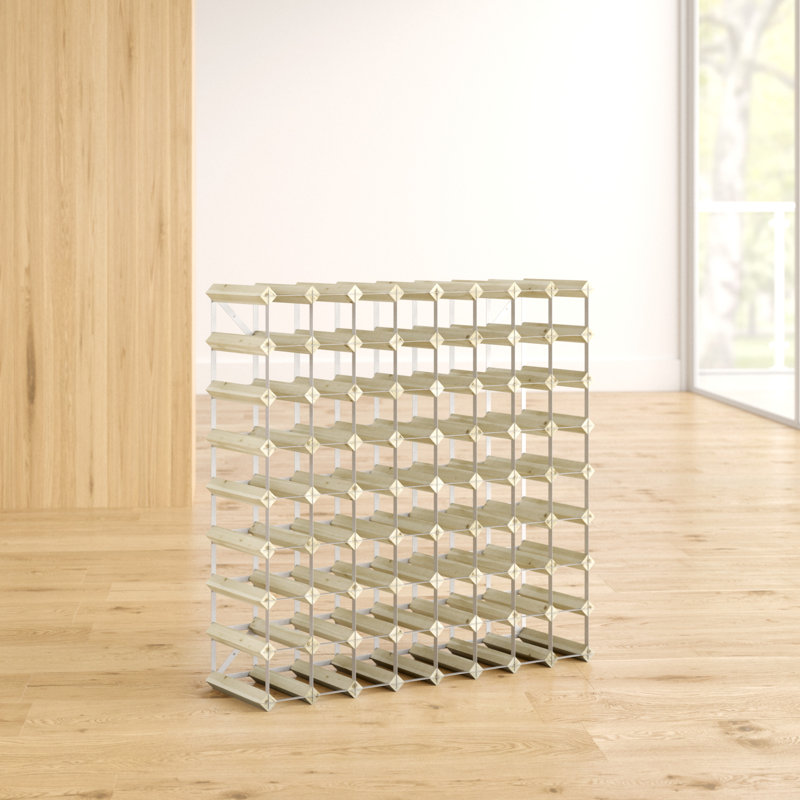 Liddle 72 Bottle Floor Wine Bottle Rack, Natural Pine / Galvanised Steel