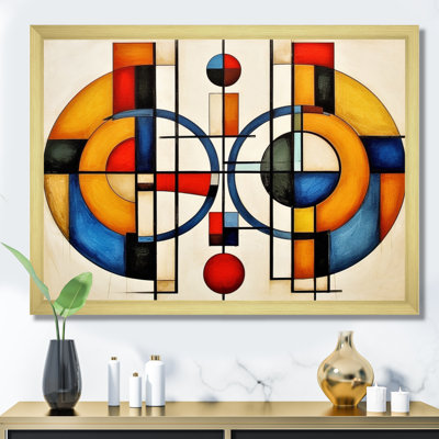 Jaune et bleu, Explorant les dimensions - formes abstraites, art mural