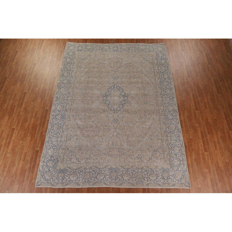 Tapis unique en laine noué à la main de style années 1960 de 9 pi 9 po x 12 pi 11 po sahitya 1960S