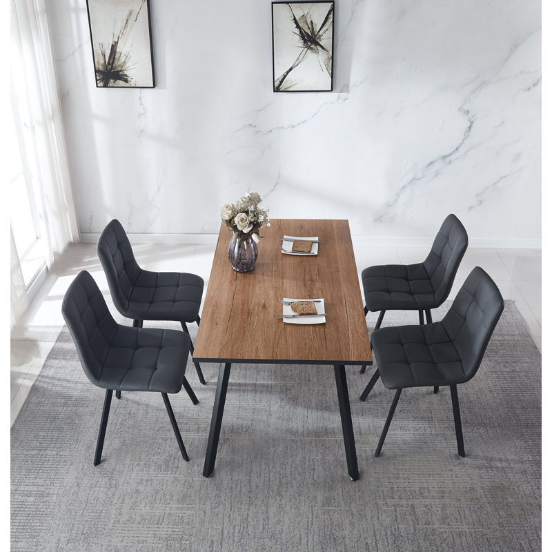 Ensemble repas pour 4 personnes Baruti, H 29,92 po x L 51,18 po x l 29,53 po, Gris