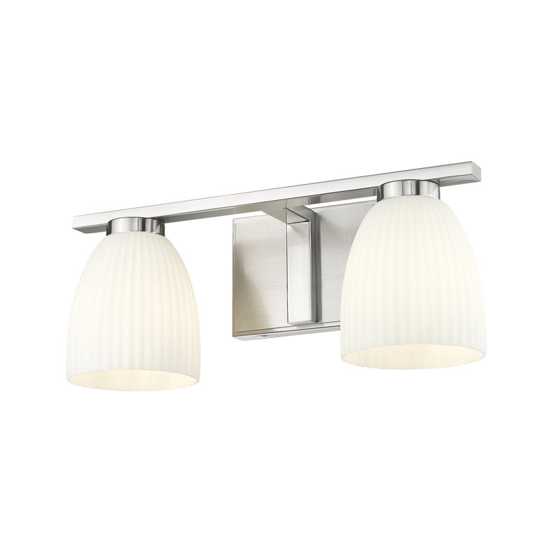Coiffeuse Mateo, H 6,5 po x l 16 po x P 6,5 po, Nickel brossé, Deux lumières