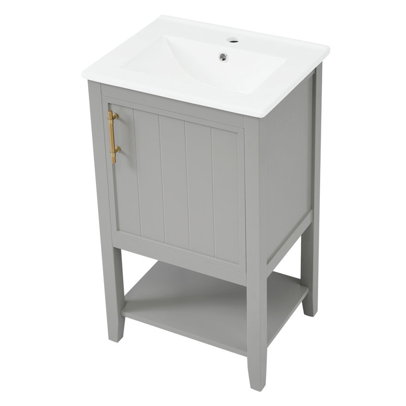 Meuble-lavabo de 20 po avec lavabo, Gris