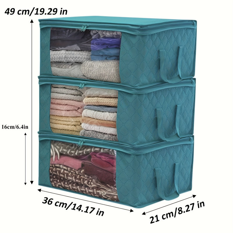 Clothes Storage, Foldable Thick Fabric Blanket Storage Bags, Containers for Organizing Bedroom, Closet, Clothing, Comforter,Closet Organization with Handle