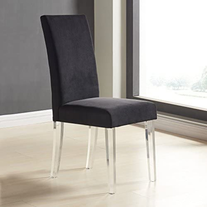 Chaise sans accoudoirs en velours avec pieds en acrylique Chalee, Noir