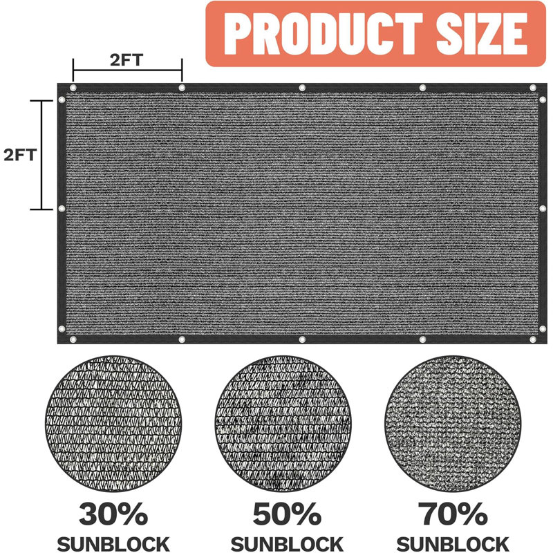 Amgo 50% Black Shade Cloth, Heavy Duty Grommets Shade for Greenhouse, Garden, Patio, Pergola, 144" H x 288" W x 0.25" D