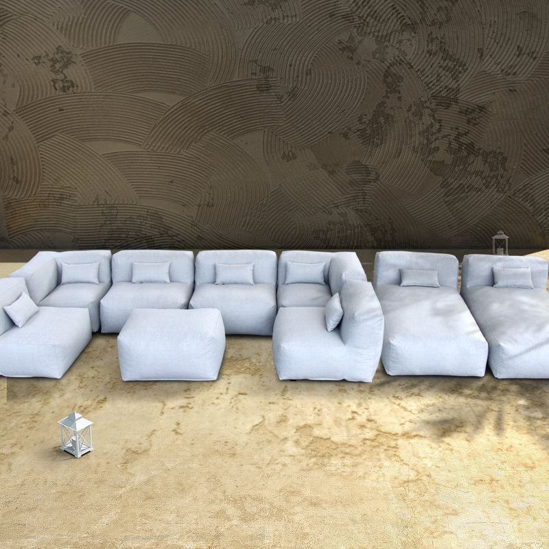 9-Piece Modular Outdoor Sectional Conversation Set, Bean Bag Style Patio Furniture with Chaise Lounges and Soft Padded Coffee Table