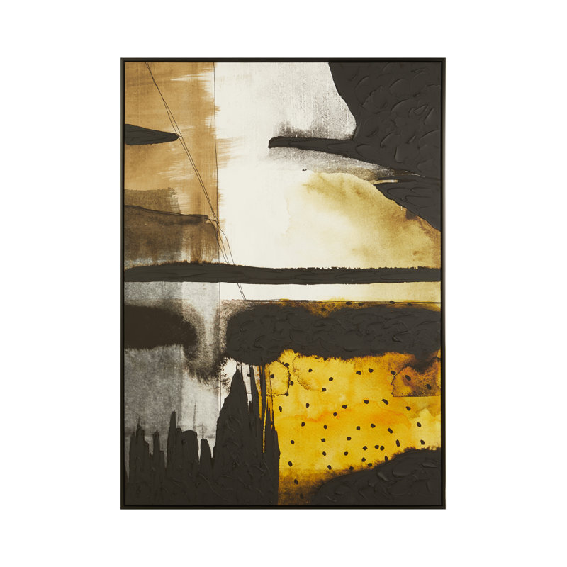 Astratto Black/Ochre Wall Art - Floater Frame Print