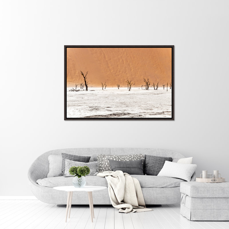 Namibian Skeleton Trees V Painting by Richard Silver, Glass Coat, 25.75" H x 37.75" W