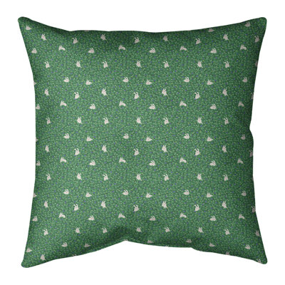Housse de coussin carrée à motif de lapin vert et insert