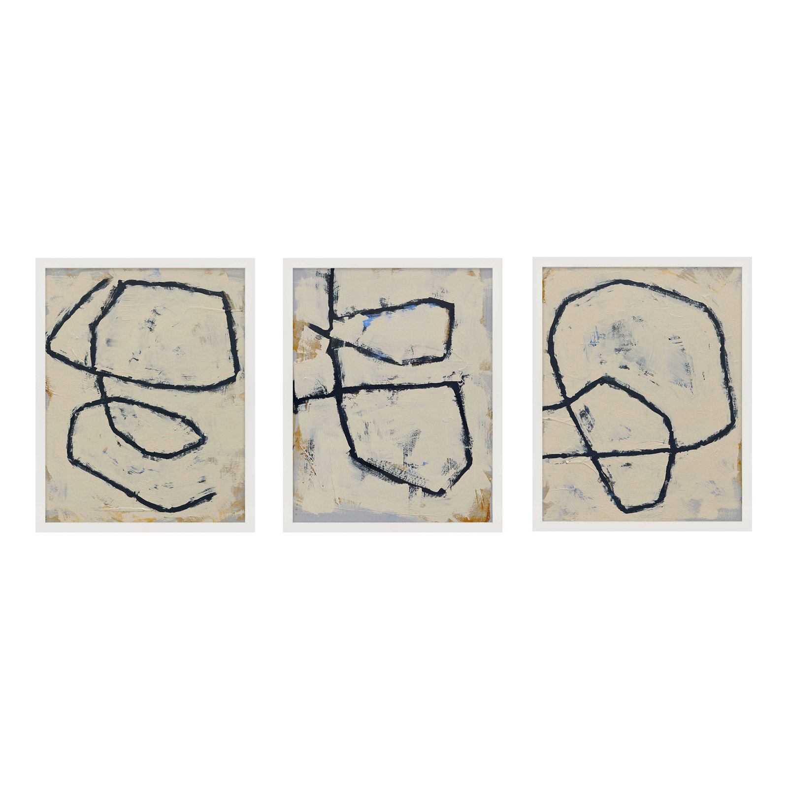 Moser Twisted 4, 5, 6 by Jacques Pilon - 3 Piece Print Set, 20" H x 16" W x 1.25" D, White Framed Paper