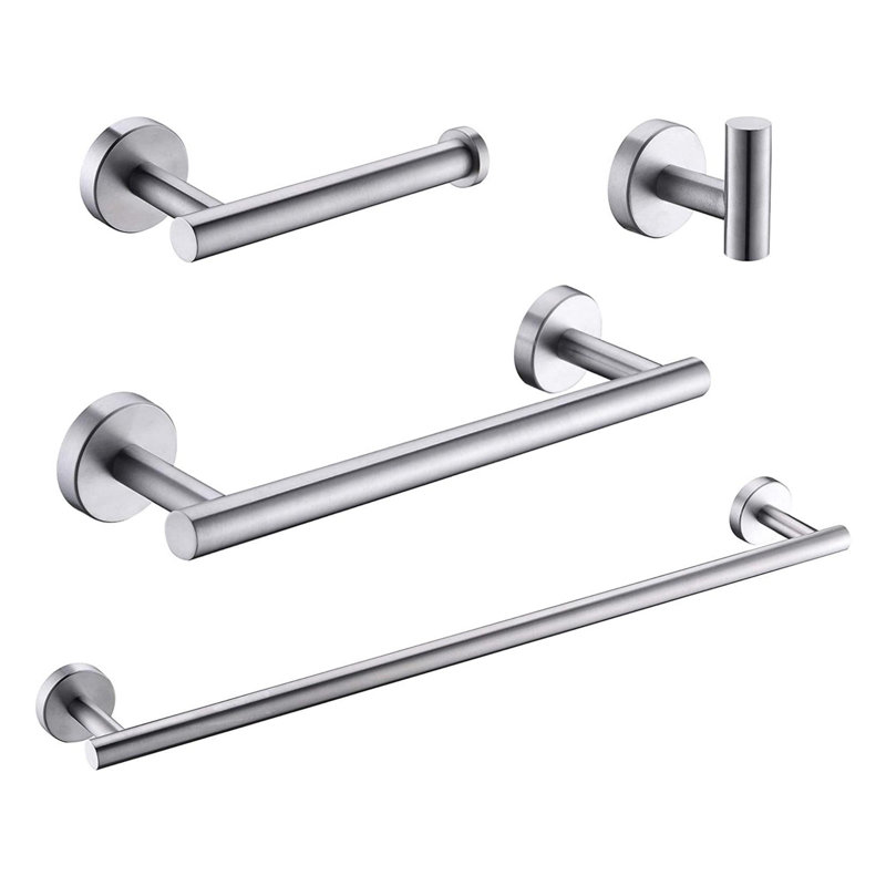 Stainless Steel Wall Mounted Bathroom Hardware Set (4 pcs), Brushed Nickel