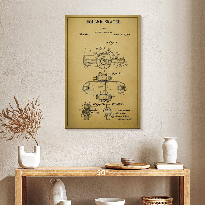 Roller Skates Patent, 36" H x 24" W
