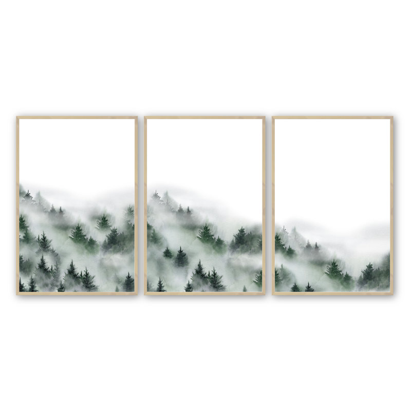 «Majestic Mist», impression sur papier 3 pièces, Érable brut, H 17,5 po x l 13,5 po x P 1 po