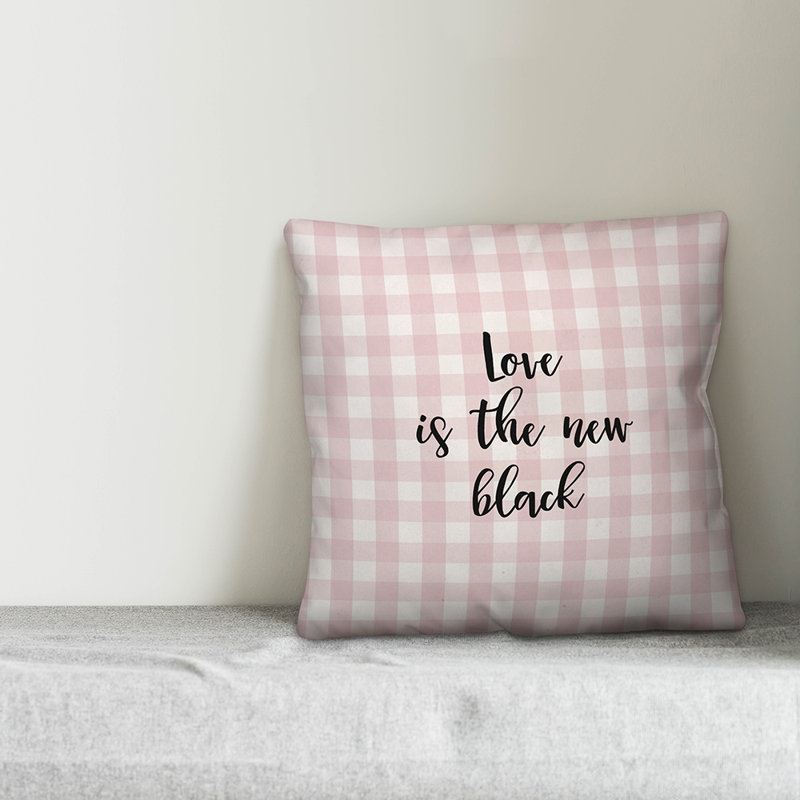  Coussin Love, Rose / Noir, Housse de coussin
