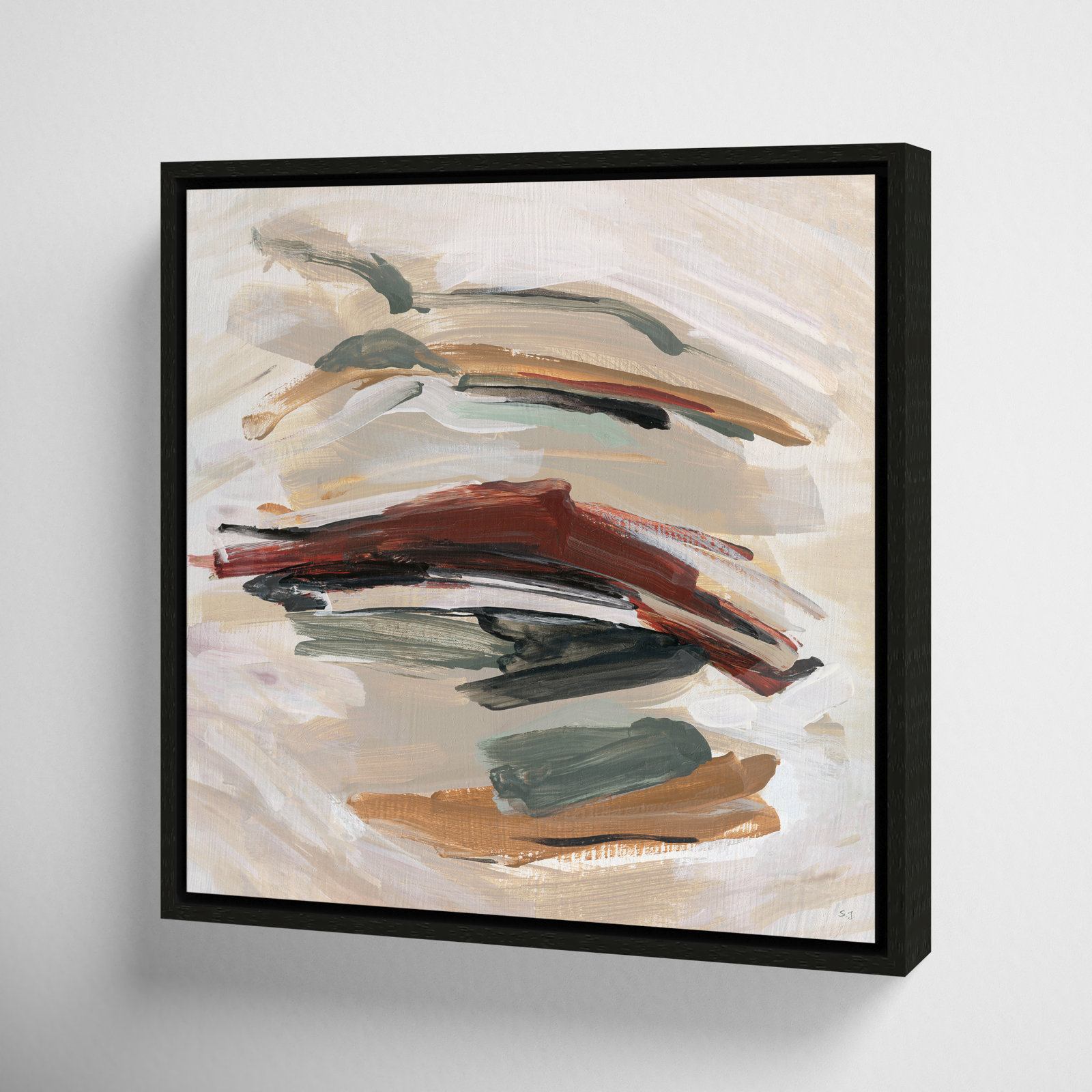 Carmina "Spring Shadows" Painting by Susan Jill, 13.5" H x 13.5" W, Espresso