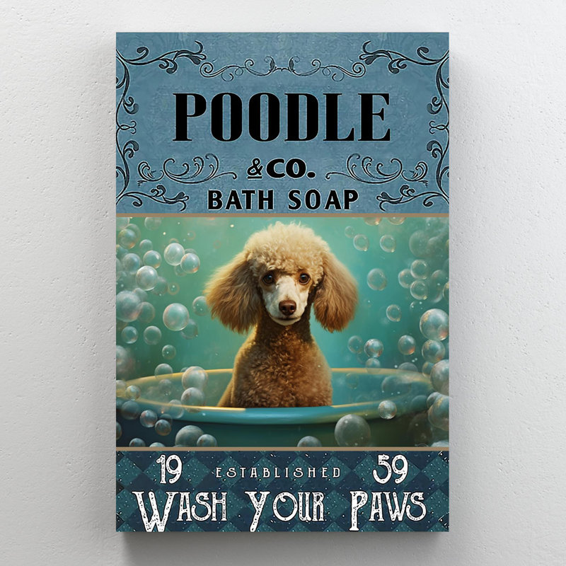 Poodle Bath Soap 1 - 1 pièce, impression sur toile tendue, H 14 po x l 11 po x P 1,25 po