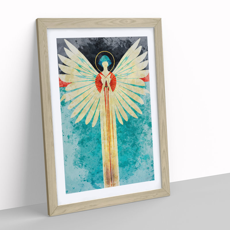 Reflection Of An Angel - Wall Art, 48cm H x 36cm W, Oak Framed, White