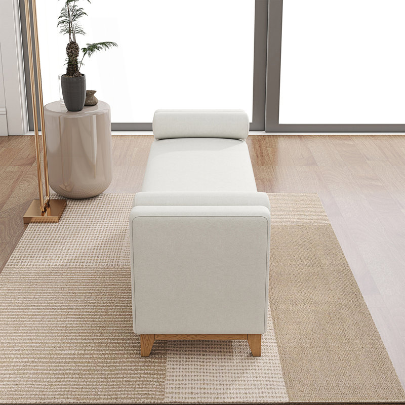 Banc de rangement avec 2 traversins, Beige / Naturel