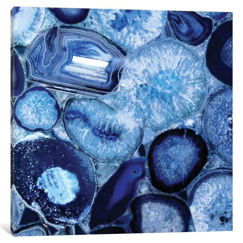 Agate In Blue II by Danielle Carson - Print on Canvas, 45.72 cm H x 45.72 cm W x 1.91 cm D, No Frame