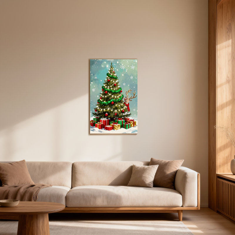 Scène hivernale de Noël, H 24 po x l 16 po
