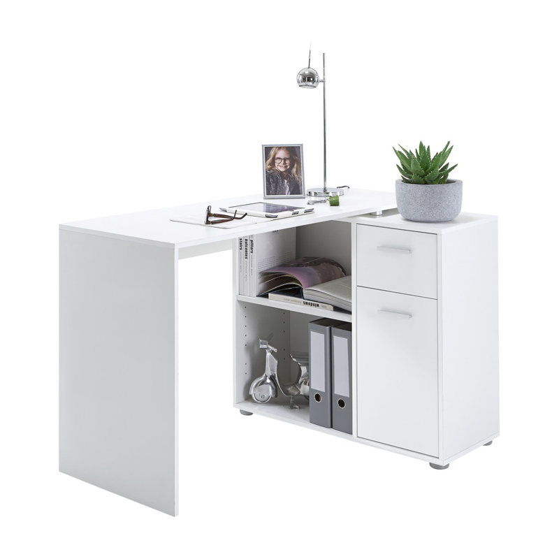 Francisca L-Shaped Computer Desk, White