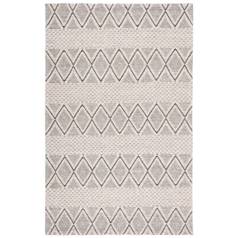 Tapis géométrique en laine et en coton tissé à la main avec latex Marbella, Rectangle 5 pi x 8 pi