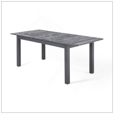 Outdoor Expandable Acacia Wood Dining Table, Dark Grey
