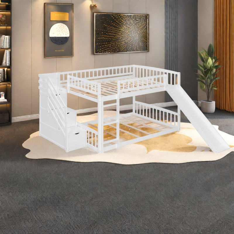 Lits peu encombrants avec rangement, lit double en bois blanc, maison familiale moderne