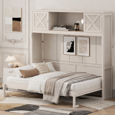 Grand lit escamotable avec armoires de rangement