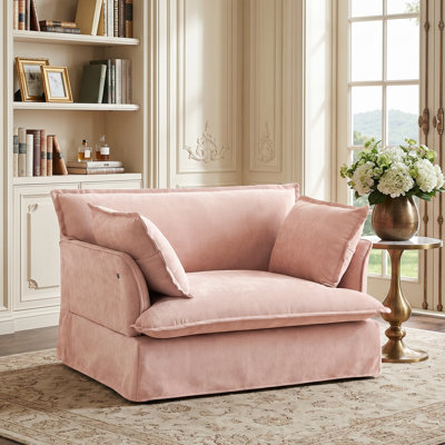 Fauteuil d'appoint surdimensionné en chenille avec ports USB et coussins décoratifs surdimensionnés