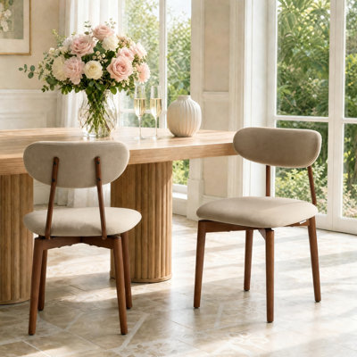 Modern 2-Piece Curved Back Upholstered Dining Chair Set