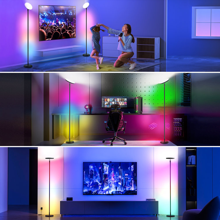 Latitude Run® Jernell Smart 70 LED Torchiere & RGB Column Floor Lamp with  Remote & Reviews