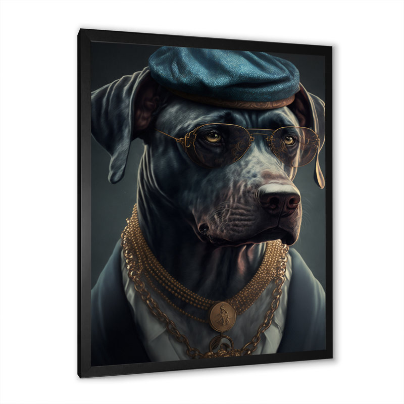 «Mafia Dog I», impression sur toile, Cadre photo noir, H 32 po x l 24 po x P 1 po