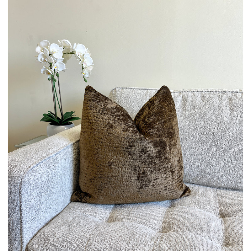 Housse de coussin en chenille unie, H 20 po x l 20 po 1, Brun