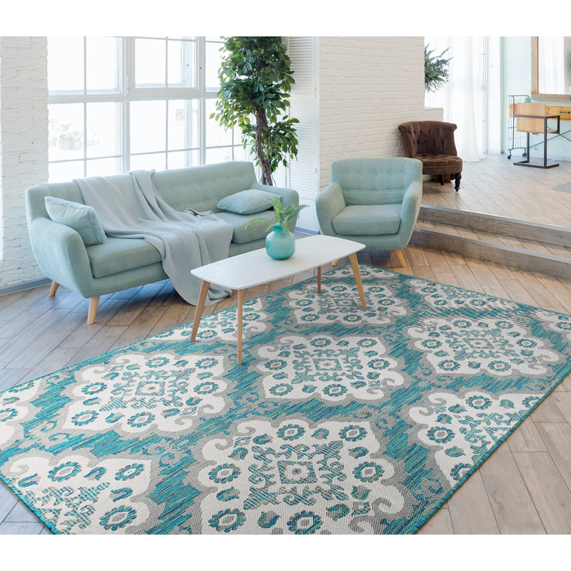 Tapis intérieur / extérieur bleu Blane, Rectangle 8 pi x 10 pi