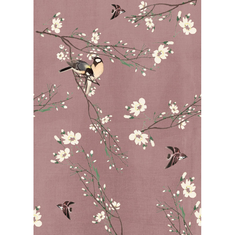 Superfresco Easy Birds & Blossom Print To Order Mural, 200cm L x 280cm W, Pink