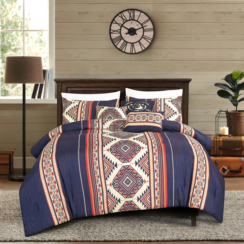 Ensemble d'édredon bleu marine Southwestern, King Size