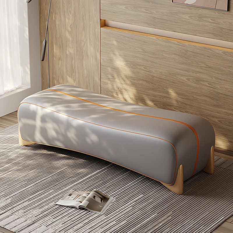 Banc rembourré en cuir, Gris